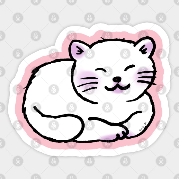 sleepy white cat Sticker by cartoonygifts